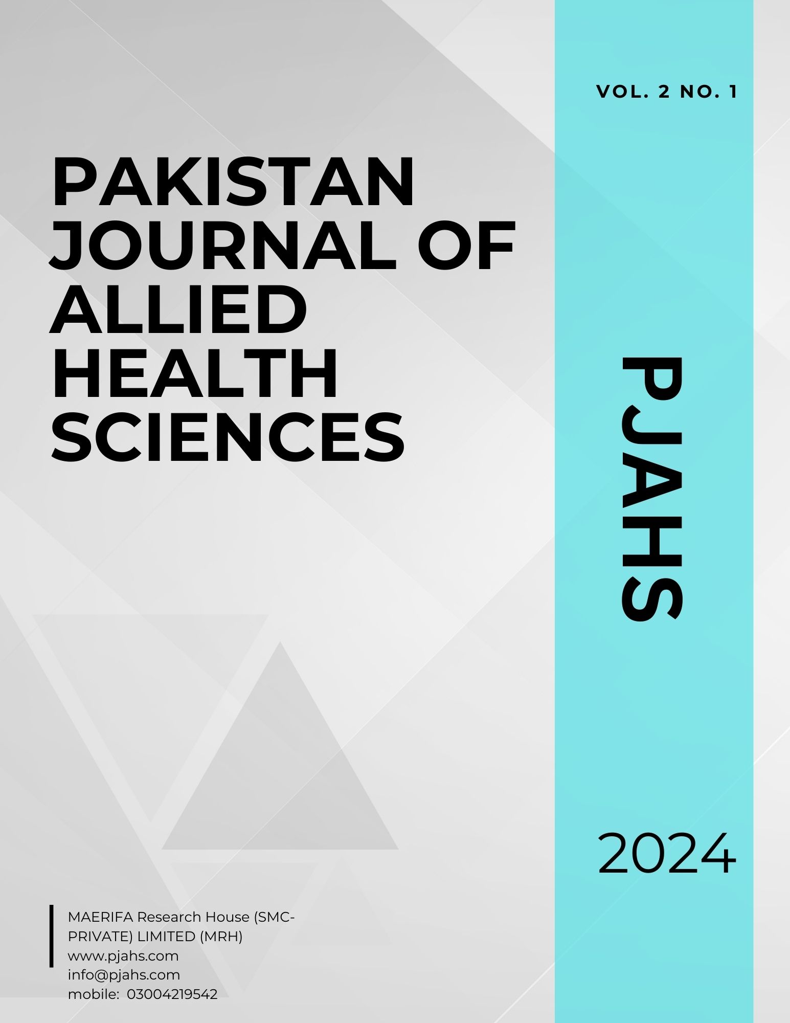 					View Vol. 2 No. 1 (2024): Pakistan Journal of Allied Health Sciences (January to March 2024)
				